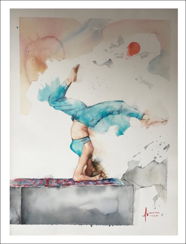Aquarelle de Thomas Favier : Astria…déesse des astres, faisant un pied de nez au soleil !!!