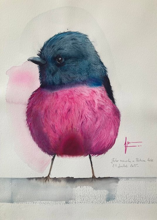 Aquarelle de Thomas Favier : Edith Piaf ou la vie en rose…