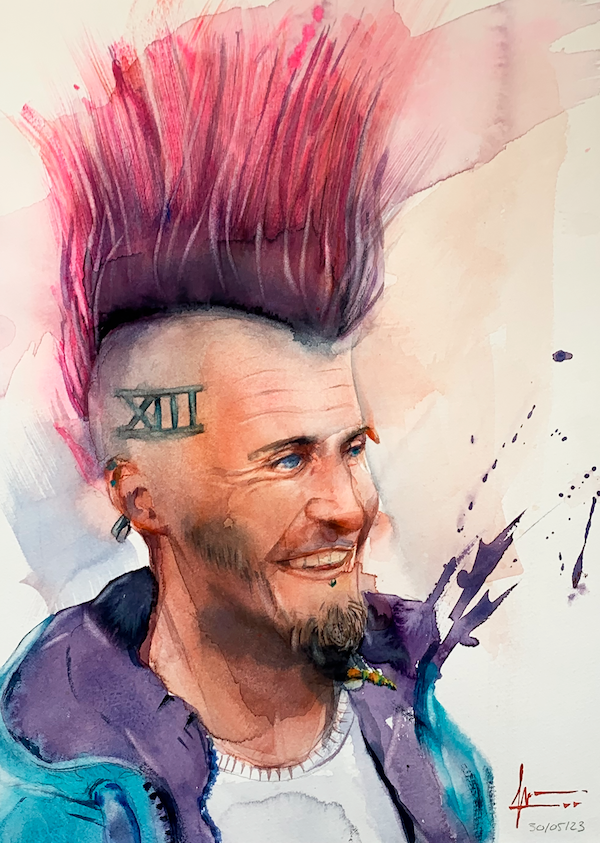 Aquarelle de Thomas Favier : L'iroquois.